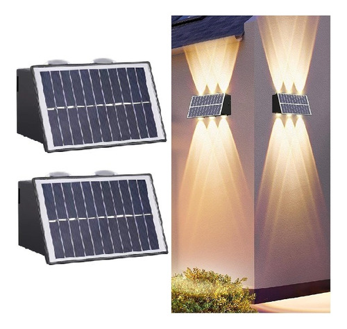 2 Pcs Solares De Pared Impermeables Exteriores Led Luzs