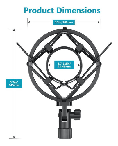 Imagen 7 de 10 de Shock Mount Standard Para Microfono Condenser Marca Elefir