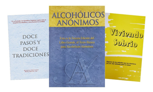 3 Libros Alcohólicos Anónimos - Recuperación Alcoholismo