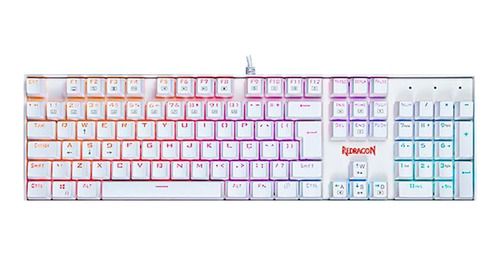 Teclado Mecânico Gamer Redragon Mitra Branco Rgb Switch