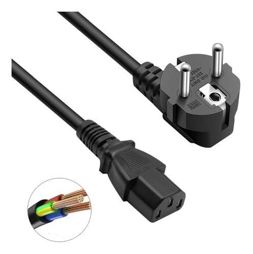Cable De Poder Schuko Pc Monitor 1,5 Metros Power Atrix ®