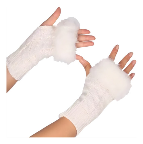 Guantes De Lana Sin Dedos Invierno Estilo Frío Felpa Peluche