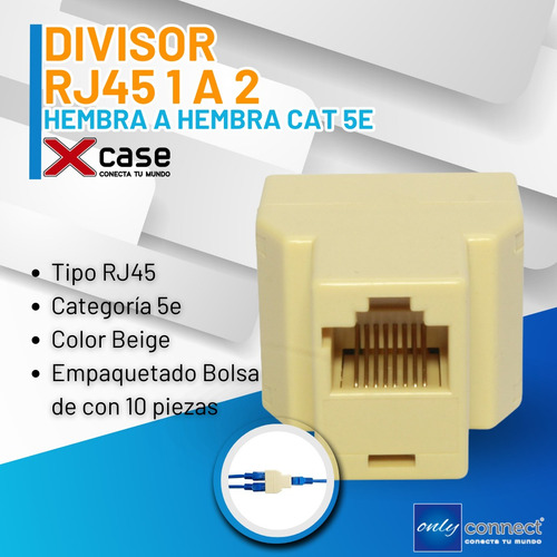 Divisor Xcase De Rj-45 1 Hembra A 2 Hembra Cat 5e