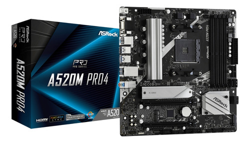 Motherboard Asrock A520m Pro4 Am4 Amd Ryzen 4xdimm Ddr4 Pcie