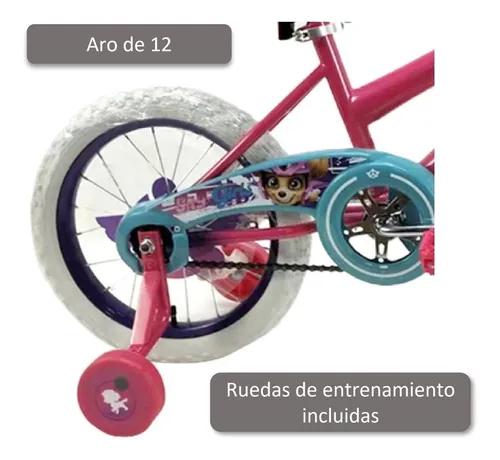 Bicicleta Infantil Paw Patrol La Pelicula Skay Aro 12 Color Rosado