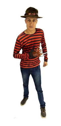 Fantasia Halloween Masculino Camiseta Freddy Krueger+brinde