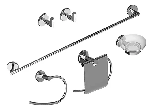 Accesorios Baño Kit Juego Piazza Sensus 6 Piezas Acero Inox