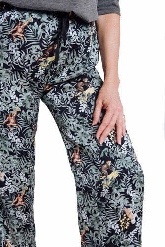 Pantalon Pijama Joelle Saten Estampado Elegante Jelue 