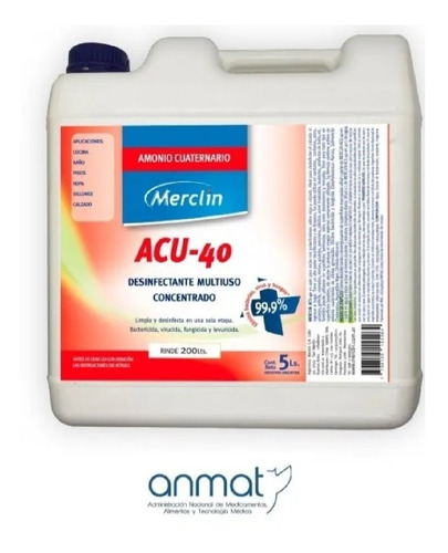 Sanitizante Desinfeccion Amonio Cuaternario Acu40