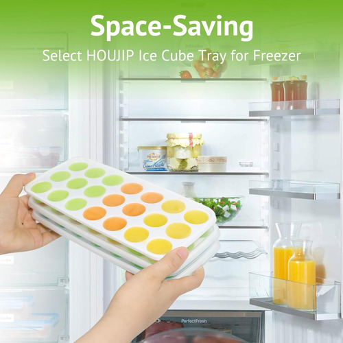 Houjip Paquete De 4 Bandejas Para Cubitos De Hielo, De Silic