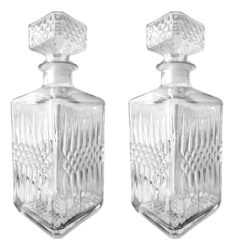 Licorera Cuadrada Labrada Botella De Vidrio Cristal 900 Ml
