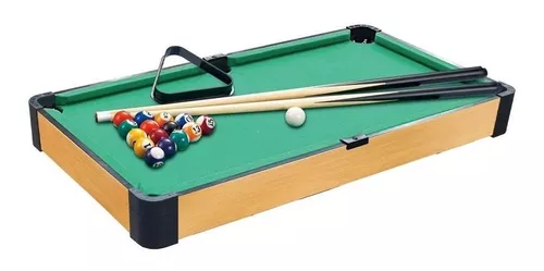 Mesinha de Jogo Sinuca 40CM Infantil Snooker Brilhar Com 02 Tacos