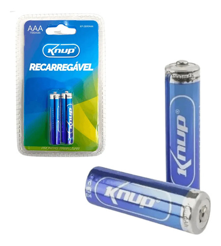 Pilha Aaa Recarregável C/2 Unidades 1100mah Knup Kp2800aaa