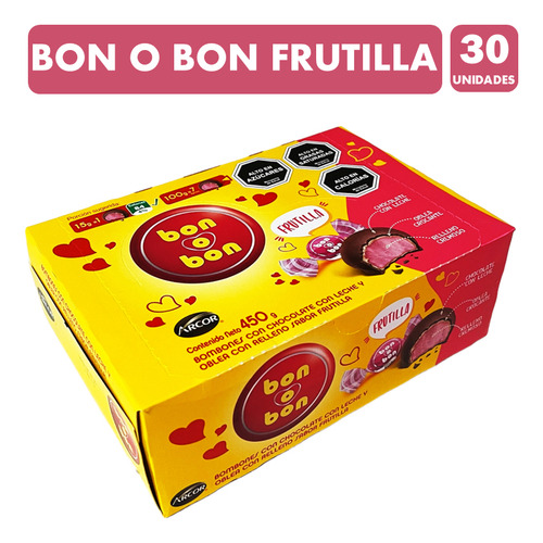 Bombones Bon O Bon Sabor Frutilla (caja Con 30 Unidades)
