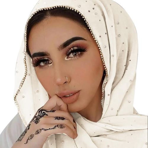 Pashmina Larga De Chiffon Suave Con Brillantes Mujer