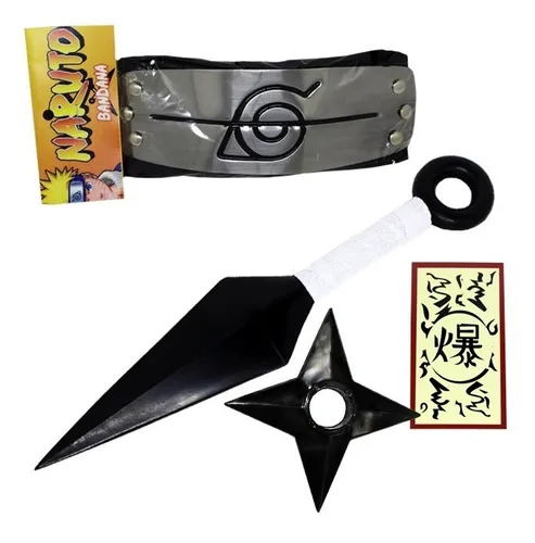 comprar Kit Naruto - Kunai Naruto + Shuriken + Bandana Folha Re K184