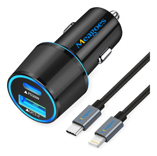 Cargador De Coche Usb C Rápido, Meagoes 20 W Pd Adaptador D