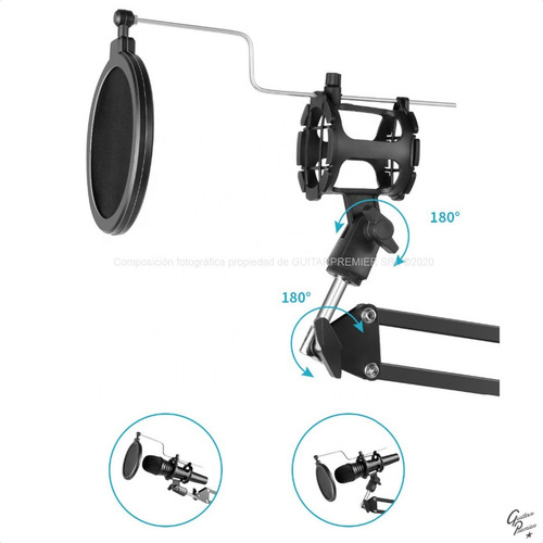 Kit Soporte De Microfono Articulado Plegable Antipop Celular