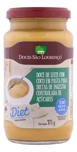 Doce de Leite Pastoso com Coco Diet Doces São Lourenço Vidro 375g
