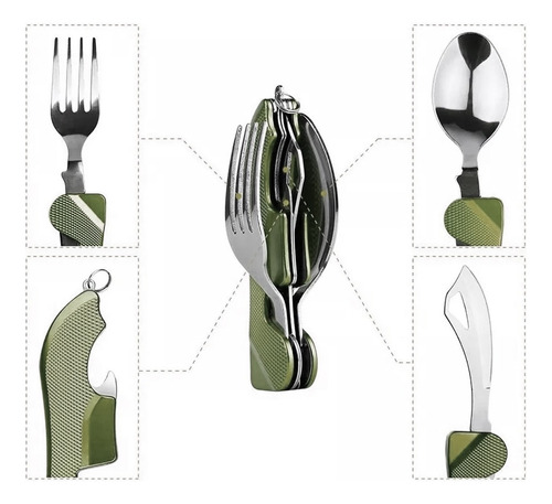 Set Cubiertos Camping Multiuso 6 En 1 Set Camping Portatil