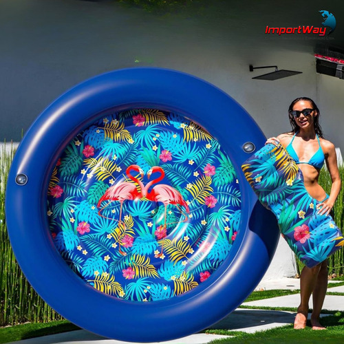 Boia Inflável Colchão Piscina Praia 3x1 Drink Tropical Cor Azul