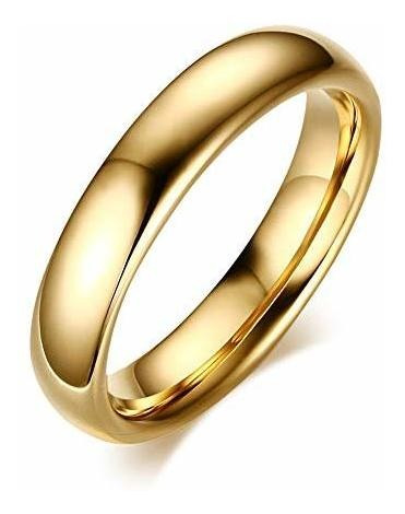 Anillo De Boda De Tungsteno Pulido Dorado Para Parejas