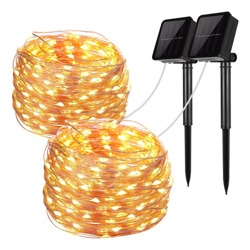 Luces Solares De Cadena 2 Pack 100 Luces De Hadas Solares Le