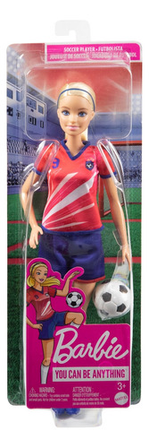 Barbie Profesiones Jugadora De Futbol Playera Roja Mattel