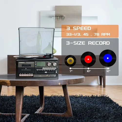 Reproductor De Discos De Vinilo 9 En 1 Bluetooth Vintage