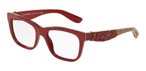 Lente Óptico Dolce & Gabbana Dg3239 Barroc Wayfarer Dark Red