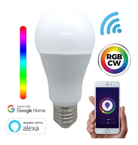 Foco Wifi Inteligente Rgbcw 9w Compatible Alexa/ Google Home Color De La Luz Rgbcw