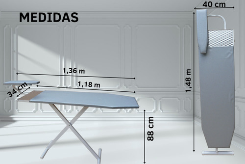Imagen 3 de 10 de Tabla Planchar + Tender 7 Varillas ¡¡combo!!- Disentino®