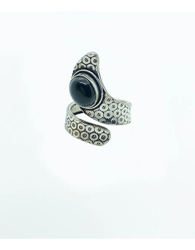 Anillo Negro Bohemio Vintage Metal Envejecido Ajustable