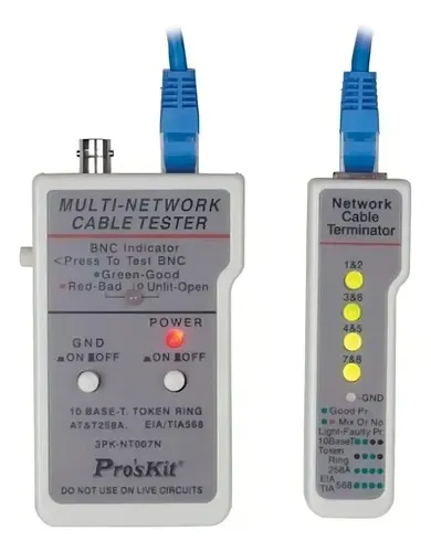 Tester Probador De Red UTP Proskit 3PK-NT007N Redes Coaxial BNC