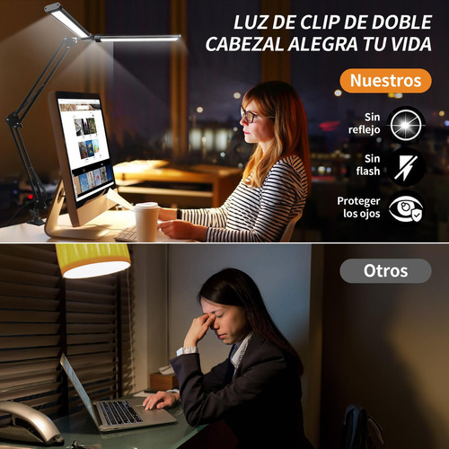 Lámpara De Escritorio Led Con Brazo Flexible De 360°luces De