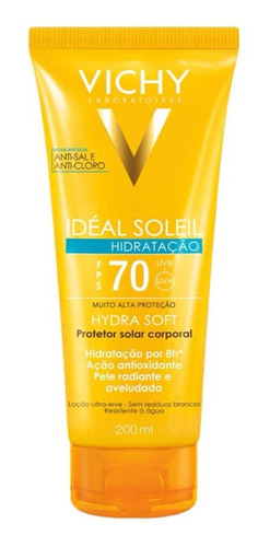 Protetor Solar Vichy - Idéal Soleil Hydrasoft Fps70 200ml