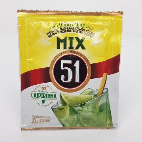 Preparo Caipirinha 51 Mix Limão Pó (caixa Com 14 Sachês)