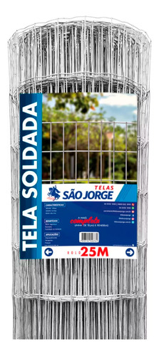 Tela Soldada Galvanizada Fio 1,90mm 25x1,00m - São Jorge