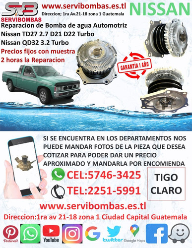 Bombas De Agua Automotrices Nissan Patrol,urvan,zd30,navara