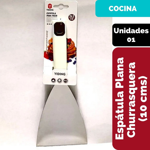 Imagen 2 de 5 de Espátula Churrasquera Plana De Acero Inoxidable De 10 Cms