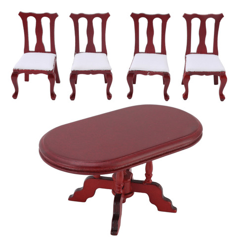 ` Juego De Sillas De Mesa De Comedor En Miniatura, Tamaño
