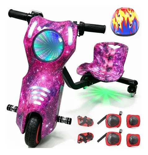 Patinete Triciclo Infantil Drift Elétrico 250w 36v Bluetooth Céu  Estrelado Roxo