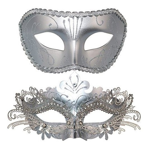 Máscara De Metal Para Pareja, Máscara Veneciana De Halloween