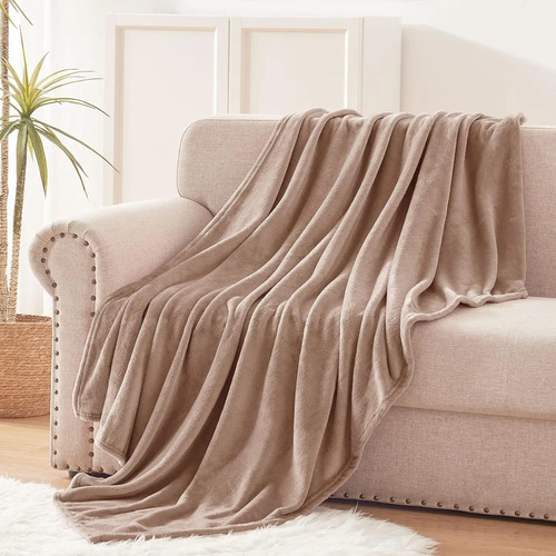 Frazada Manta Plush Flannel 240 X 190cm Térmica Ultra A Soft Canela Liso