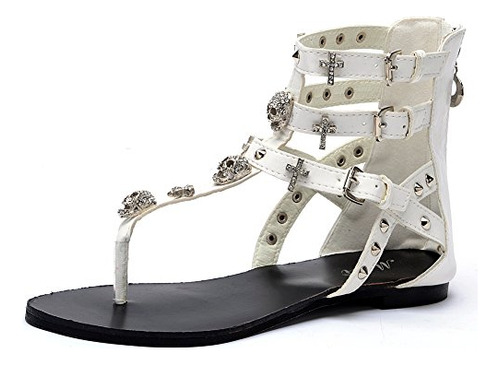 Odema Womens Skull Gladiator Sandals Flat  B01e14dwza_190324