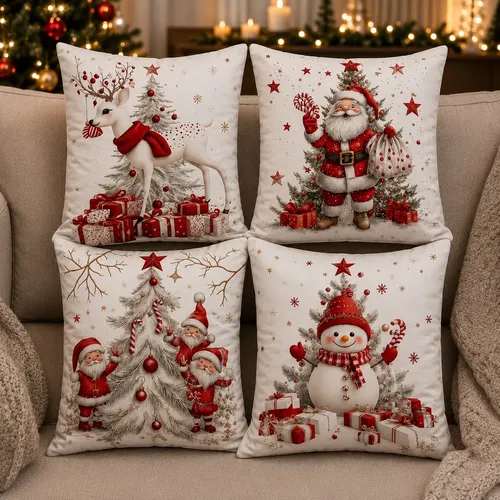 Kit 4 Capas de Almofada Natal 45x45 – Estampadas