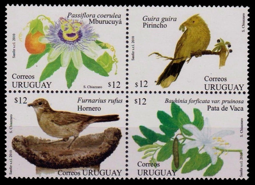 Pájaros - Flores - Uruguay 2010 - Serie Mint