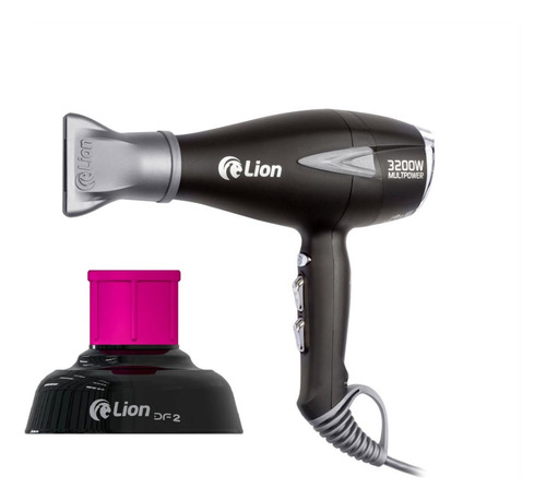 Secador Lion Multpower 3200w Preto Fosco 220v + Difusor Pink
