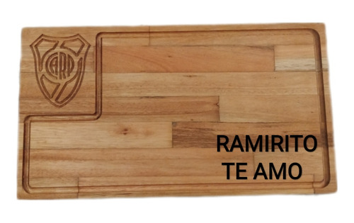 Set Asador Tabla Asado Madera 45x25x3 River Regalo Papa