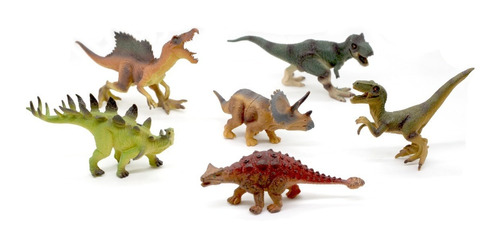 Dinosaurios X6 Macizos 15cm Animales Rex  Maqueta Bolsa Dino